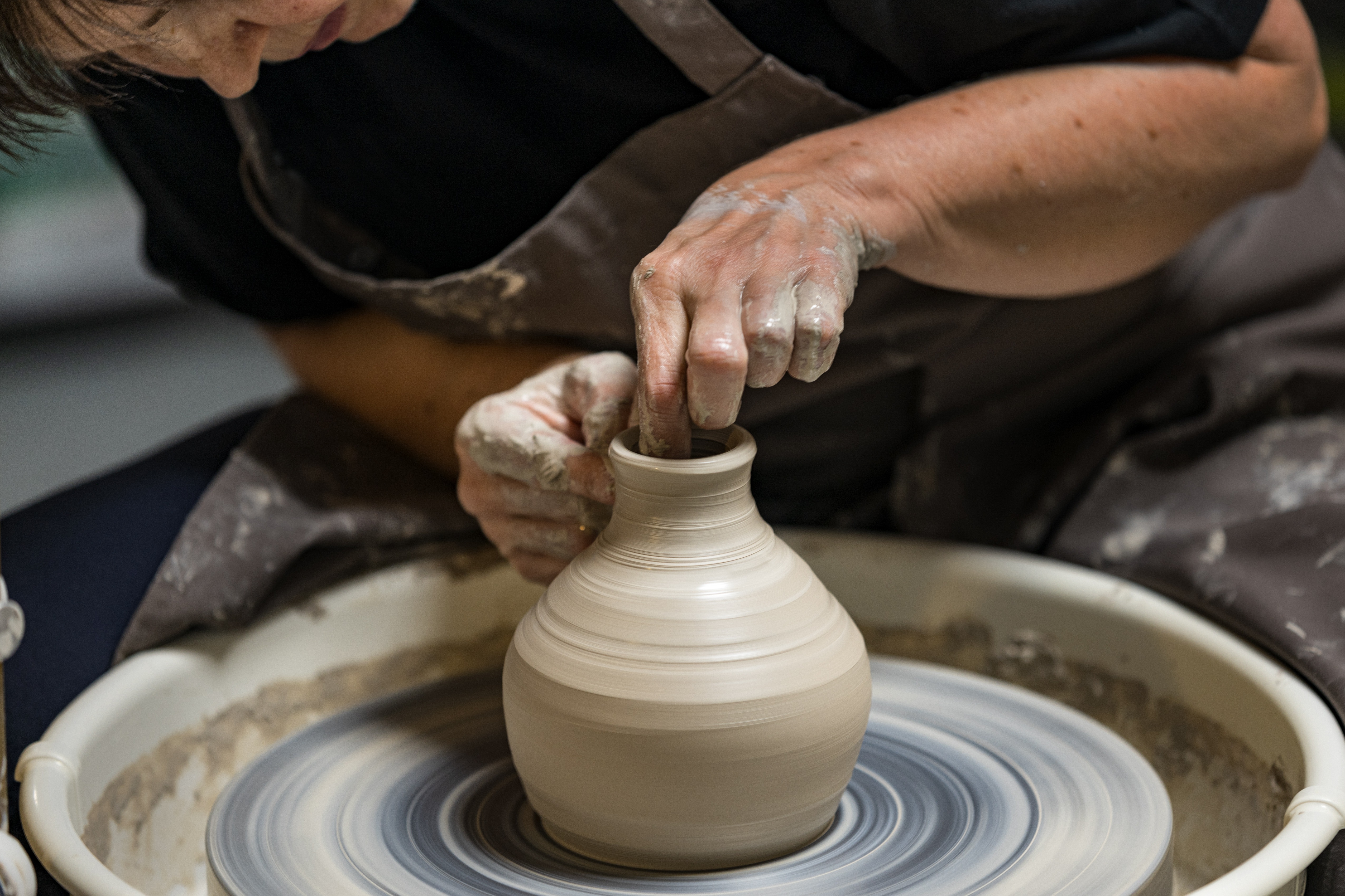 Wooden crafts/pottery on display